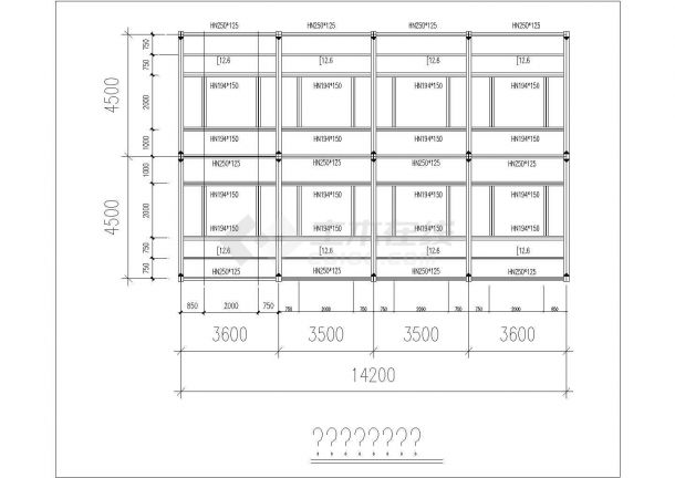 三层楼钢平台构件建筑结构设计图纸-图一