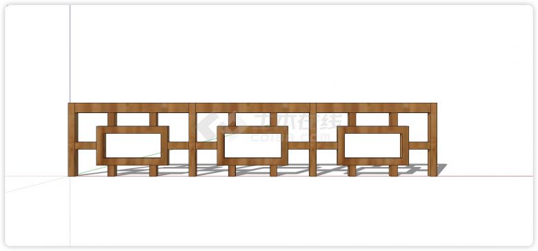大矩形套小矩形木质栏杆su模型-图一