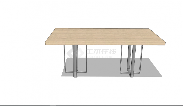 棕色简约办公室桌子su模型-图二
