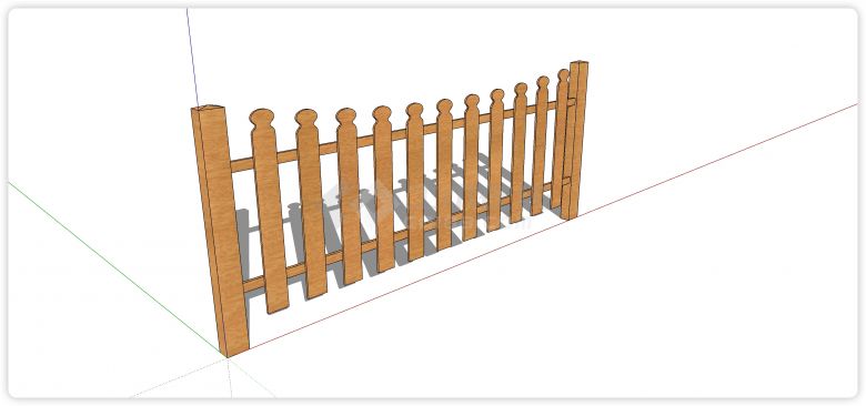新中式弧形排列木质栏杆su模型-图二