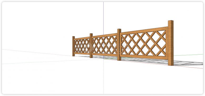 红橡木棱形三段木质栏杆su模型-图二