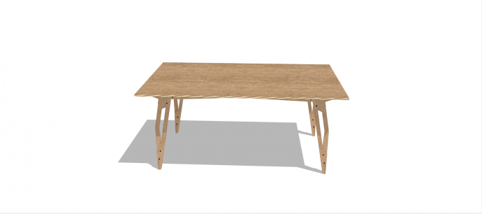 长方形木制带条纹办公室家具桌椅su模型_图1
