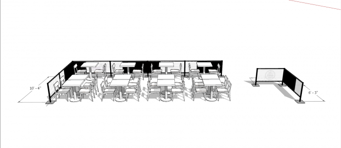 规则排列白色系桌椅办公室家具桌椅su模型_图1