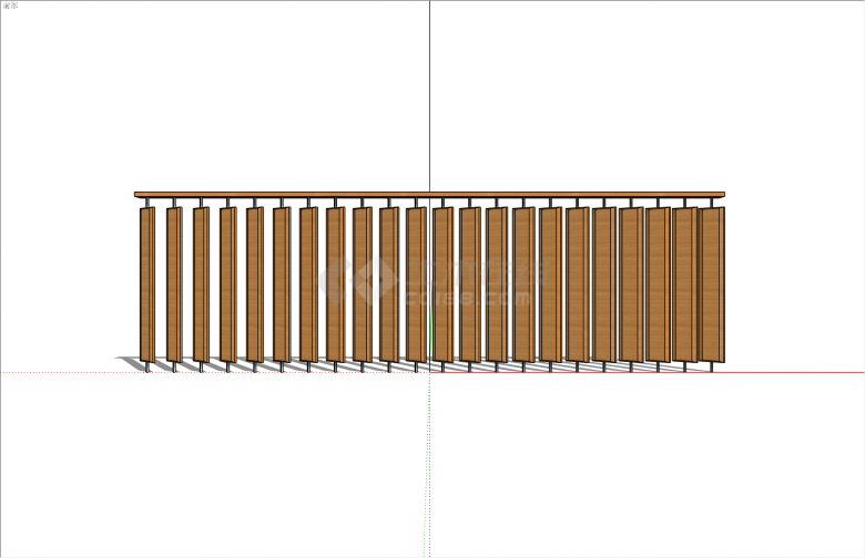 新中式木片拼接木质栏杆su模型-图一