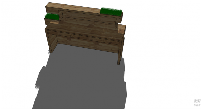 绿色植物办公室专用桌子su模型_图1