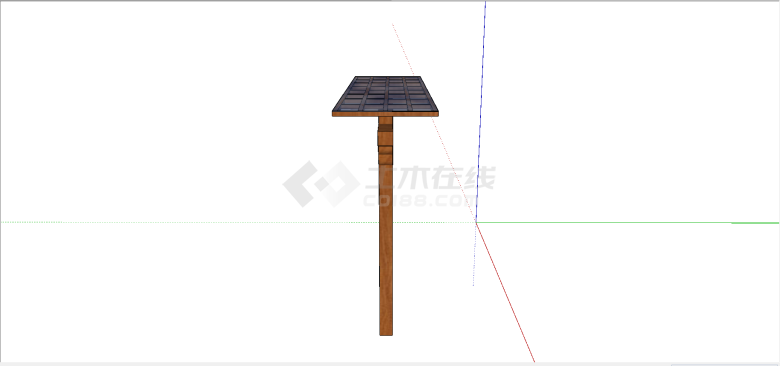 中式木架玻璃顶木架子宣传栏su模型-图二