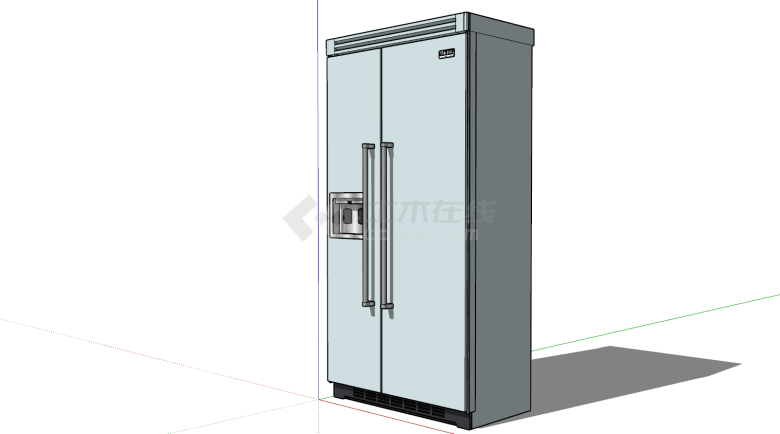 立式双开门冷藏冰箱su模型-图二