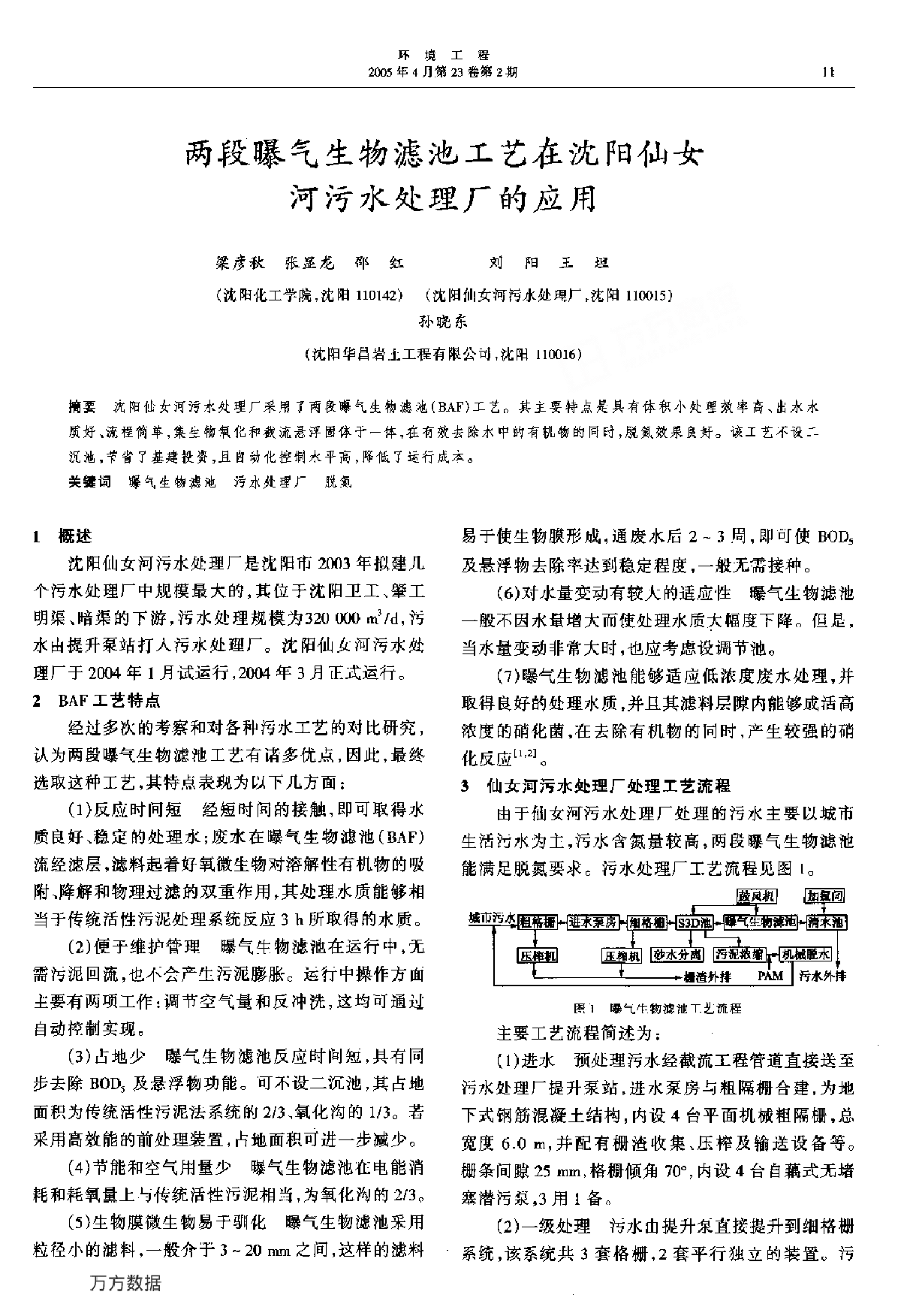 两段曝气生物滤池工艺在沈阳仙女河污水处理厂的应用-图一