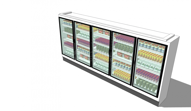 现代风格超市冰柜组合su模型-图二