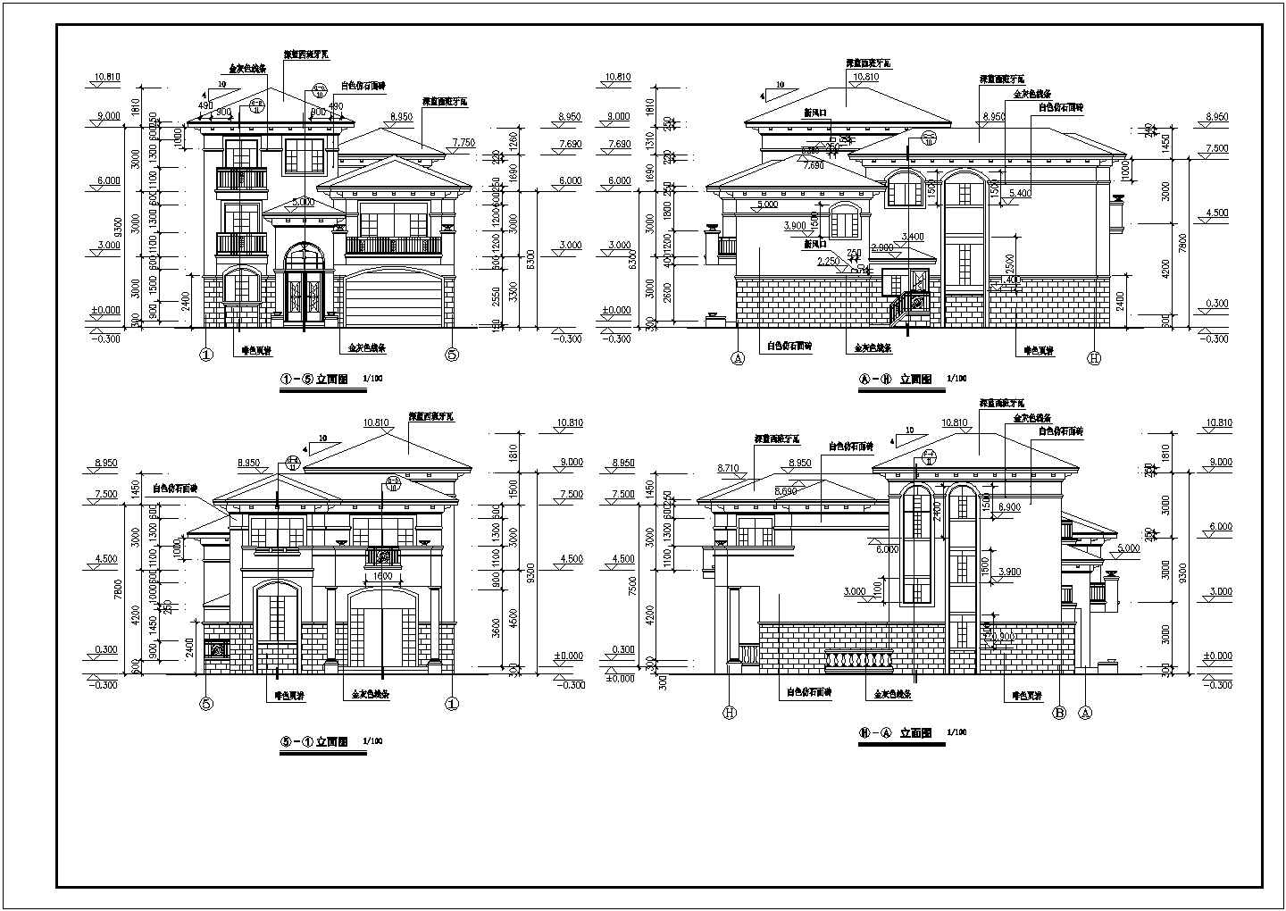 【温州】某两层欧式别墅建筑施工图