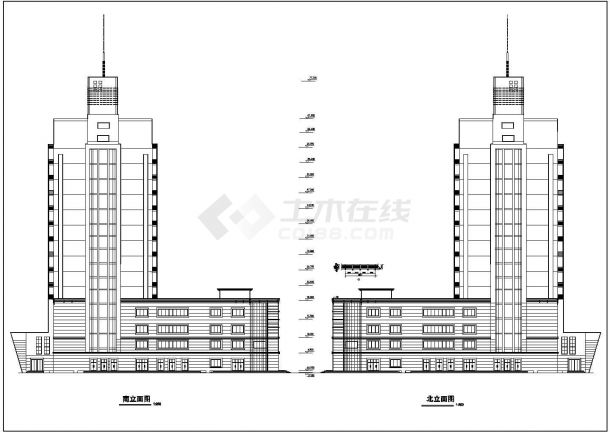 某地双子酒店的详细建筑方案设计图-图二