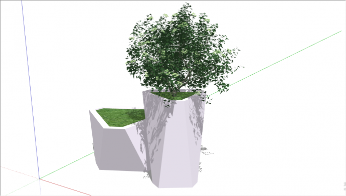 大白色花坛景观植物su模型_图1