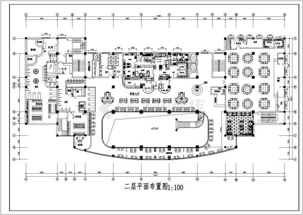 某地小型酒店的详细建筑平面设计图-图二