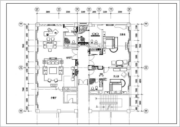 某地总统套房的详细建筑设计平面图_图1