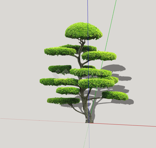 绿色别致绿丝带造型树 su模型-图一
