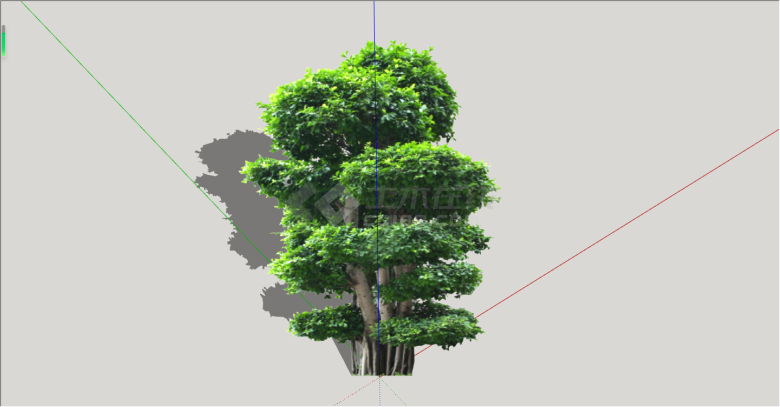 现代美观经典绿丝带造型树su模型-图二