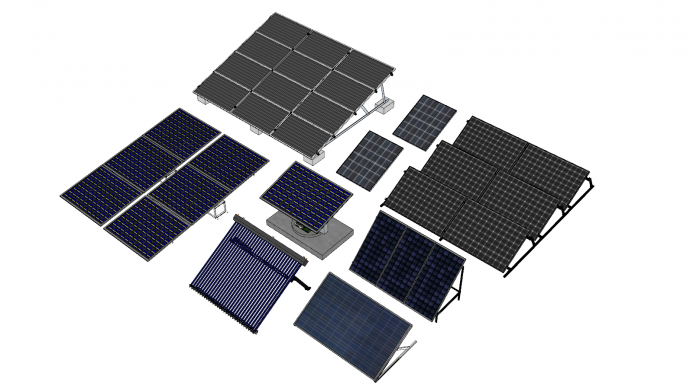 太阳能电池板多组展示su模型_图1