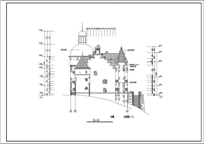 某深山古城堡建筑全套施工图（共17张）_图1