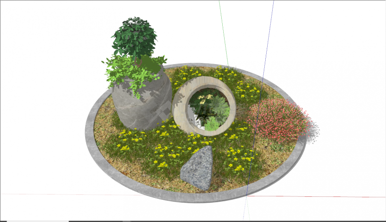 现代公园植物花池树池盆栽su模型-图二