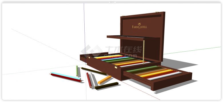 一盒彩色铅笔SU书籍桌面饰品摆件-图二