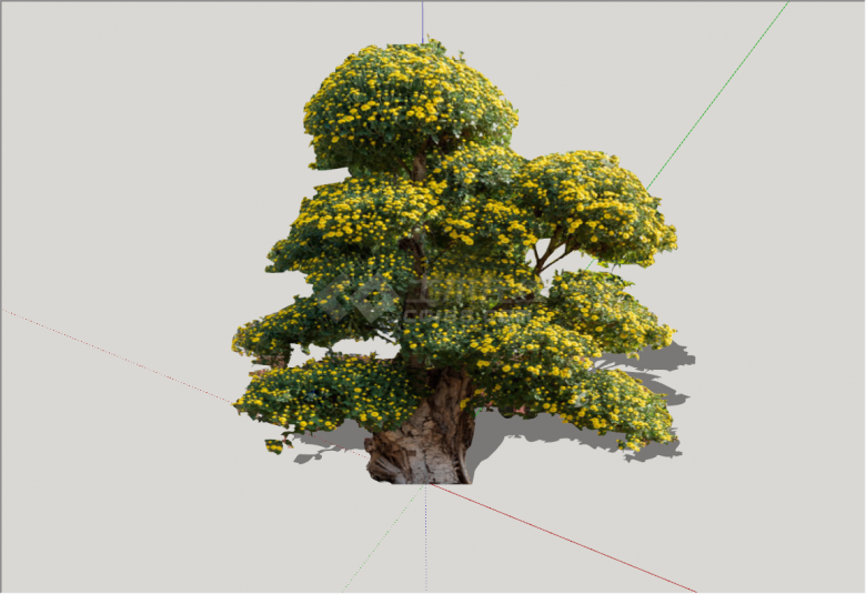 现代造型景观树组合su模型-图一