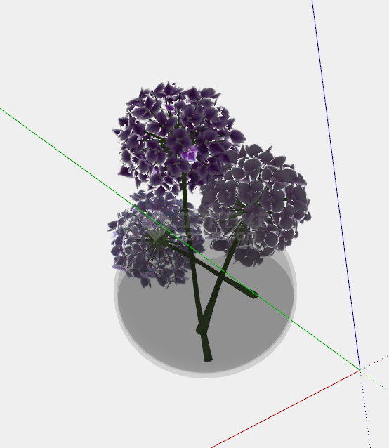 三朵紫色花球花艺饰品su模型-图二