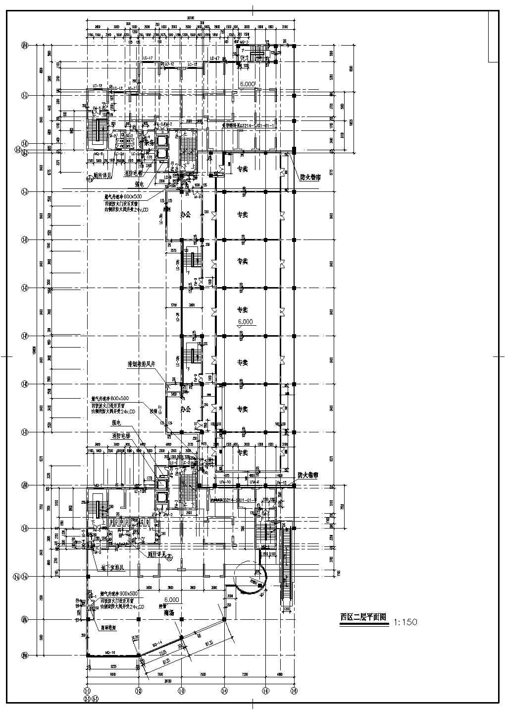 某地小型商场的详细建筑设计平面图纸