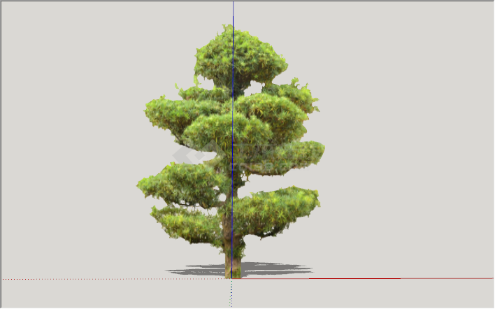 现代亮绿色绿丝带造型景观树su模型-图一