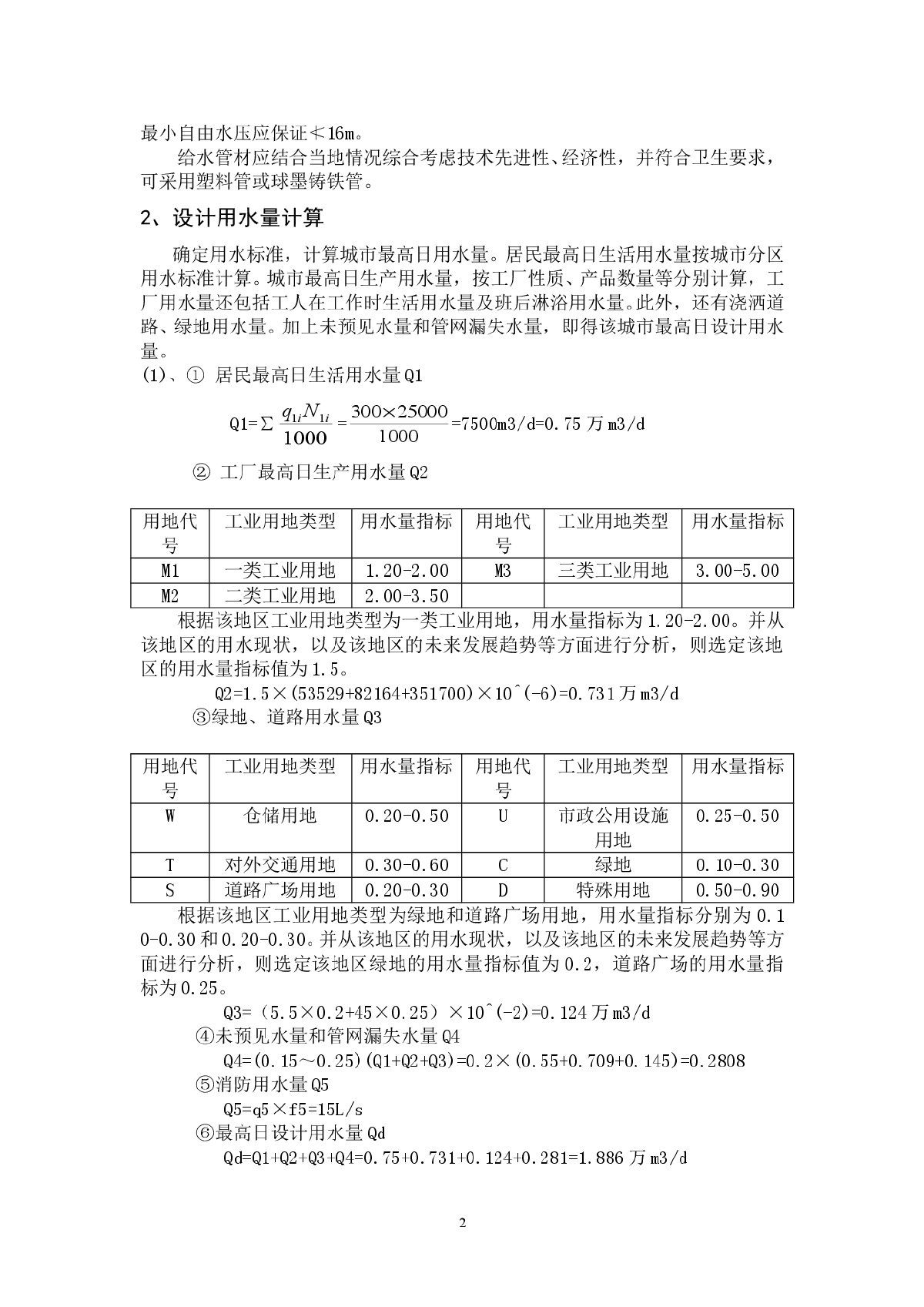 给水、污水、雨水管网课程设计-图二