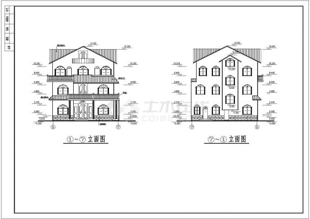 三层别墅建筑结构施工图（含设计说明）-图二