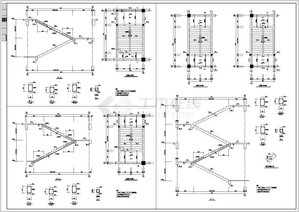 某沿海城市某商场楼梯结构cad施工图-图一