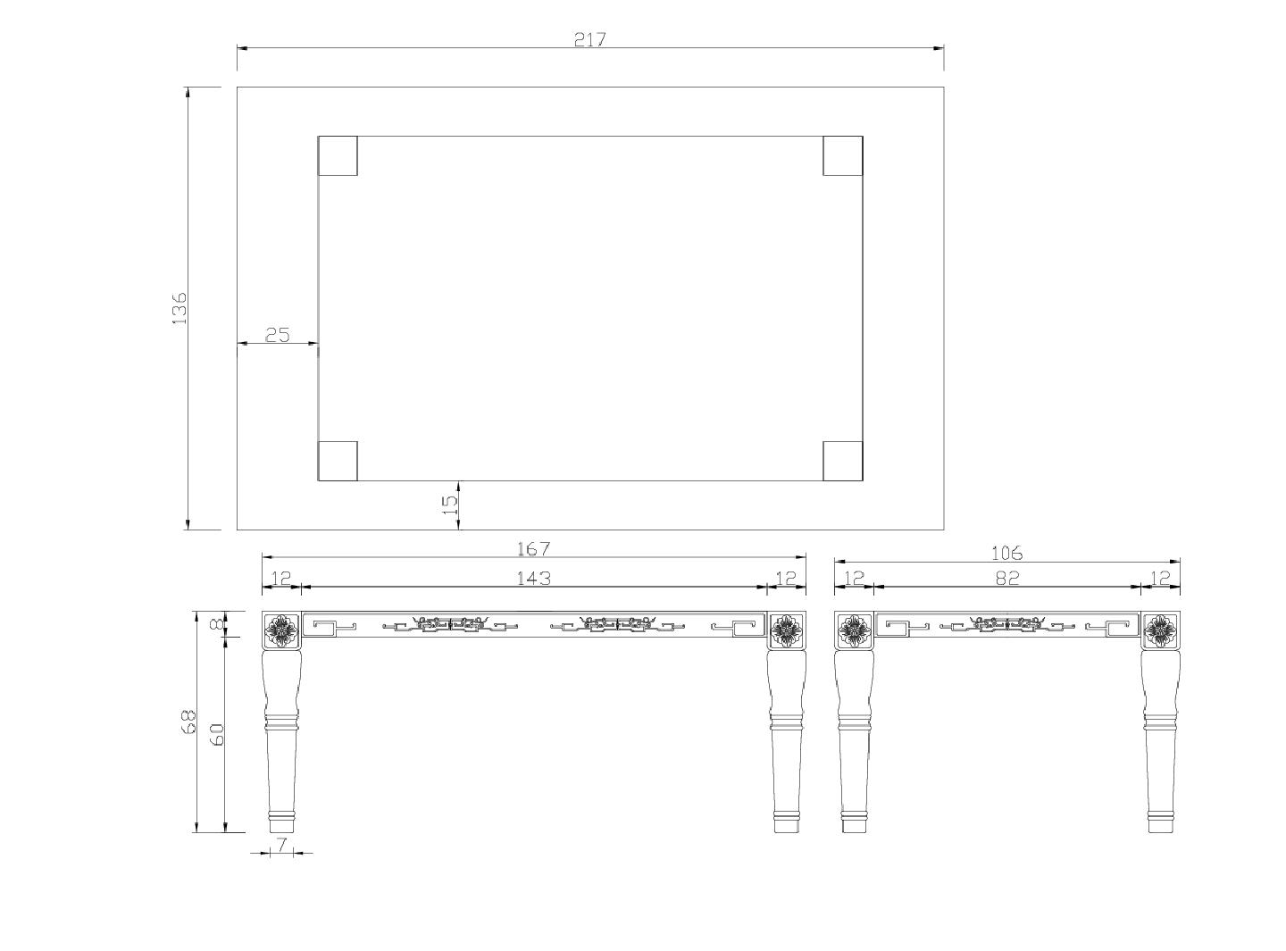 某某建筑车圆餐桌底架结构平面图CAD图