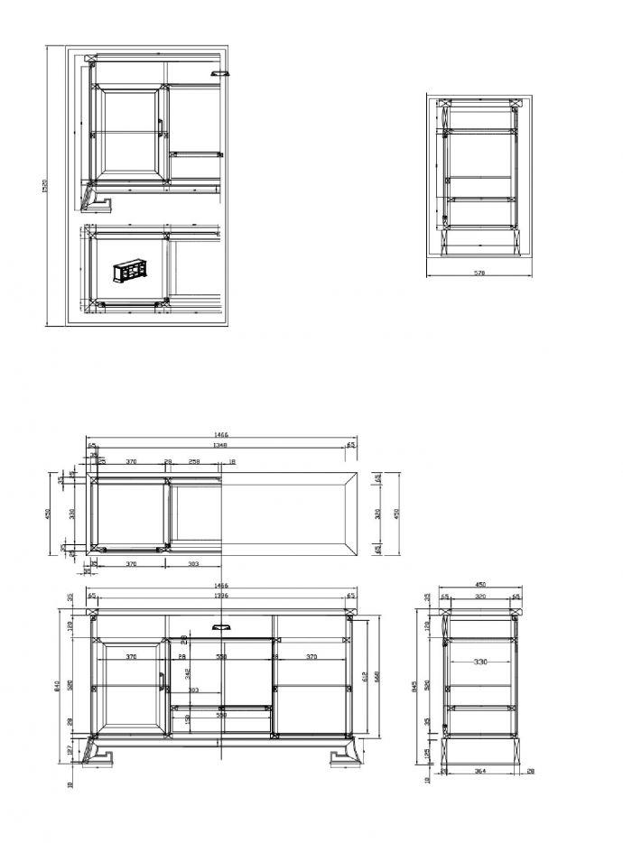 某某建筑楚风餐边柜结构平面图CAD图_图1