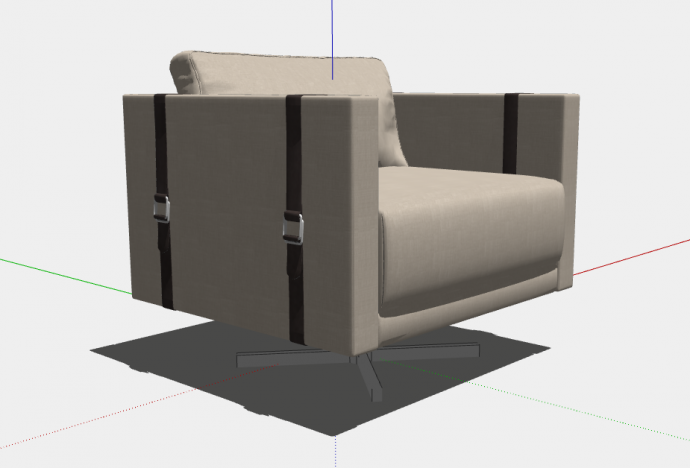 可升降布艺单人沙发su模型_图1