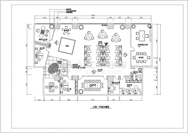 【江苏】某公司办公室装修设计CAD图纸-图二