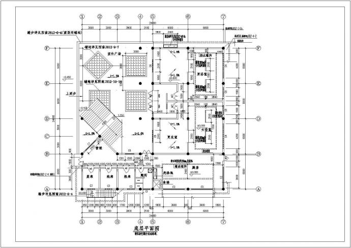 某地西磁食堂的建筑设计平面图（共2张）_图1