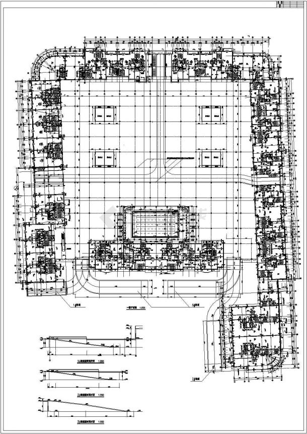 某地大型超市车库的建筑平面剖面图-图二