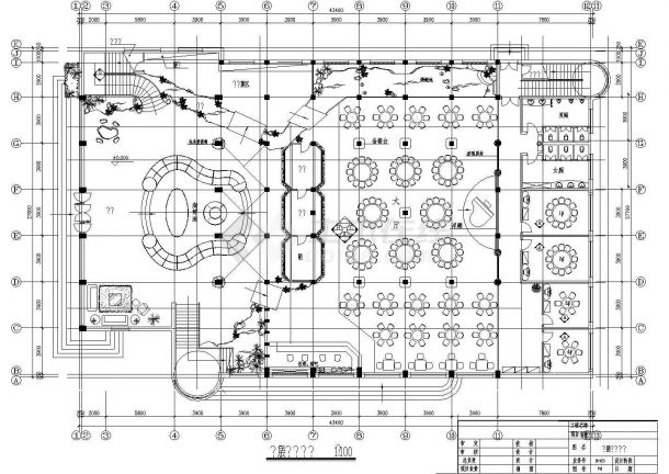 某地区某酒楼装修设计CAD平面图-图一
