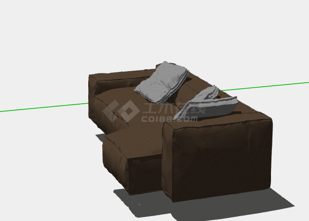 棕色耐脏家用组合沙发的SU模型-图二