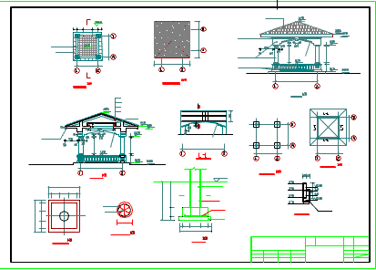 某地一个凉亭的详细设计施工大样详图