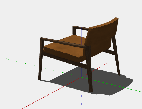 土色木制皮扶手椅子su模型-图二