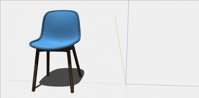 蓝色圆型无扶手椅子su模型_图1