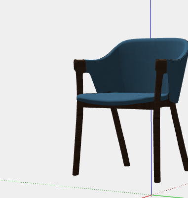 蓝色现代简约靠背扶手椅子su模型_图1