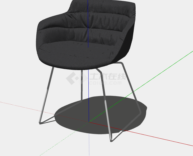 黑色条纹靠背扶手椅子su模型-图二