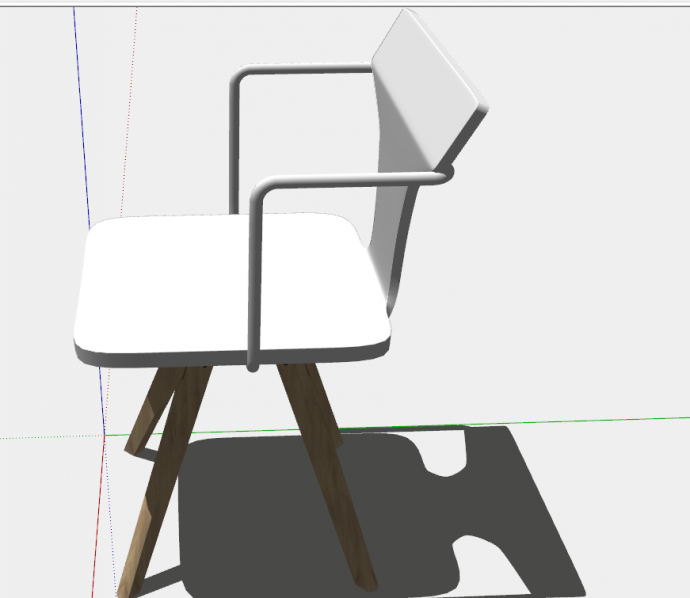 白色原木方形带扶手椅子su模型_图1