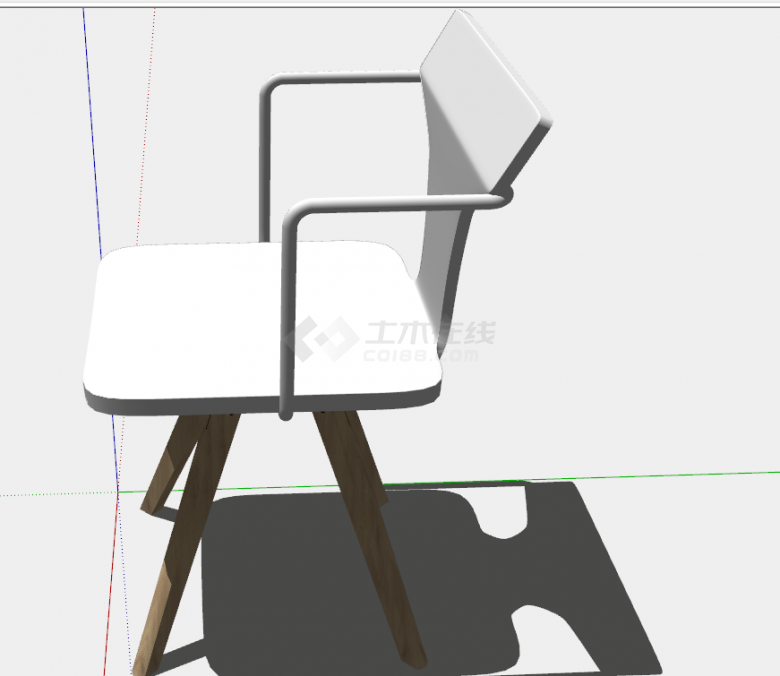 白色原木方形带扶手椅子su模型-图一