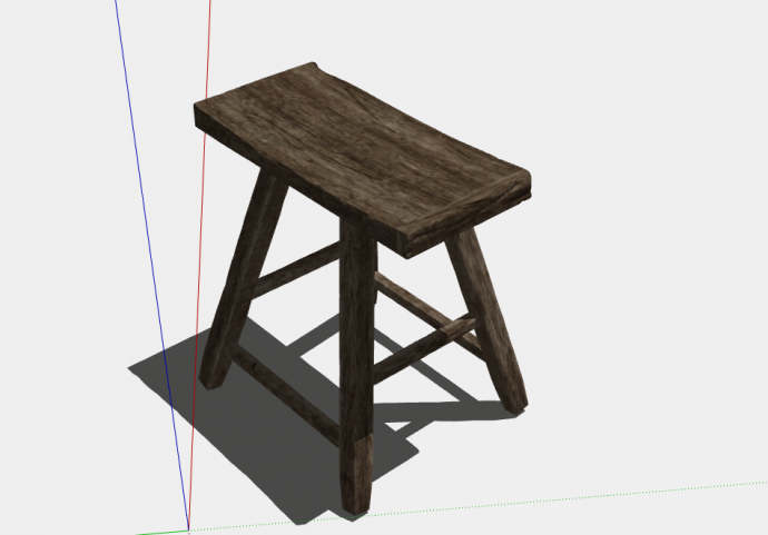 一款深棕色的木制凳子su模型_图1