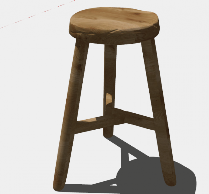 木质圆形无扶手凳子su模型_图1