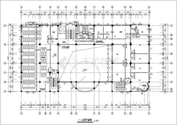 某省学校图书馆建筑方案设计平面图