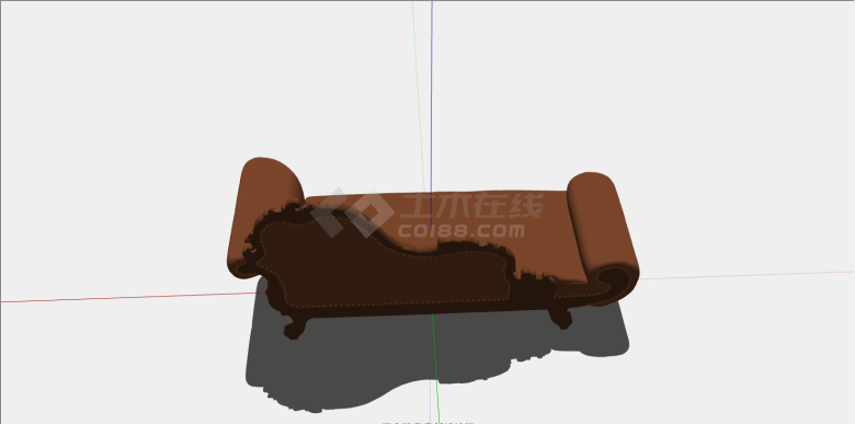 棕红色欧式古典沙发su模型-图二